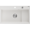 Mexen Omar évier en granit 1 bac 800 x 480 mm, blanc, siphon chromé - 6520801005-20