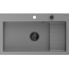 Mexen Omar évier en granit 1 cuve 800 x 480 mm, gris, siphon noir - 6520801005-71-B