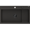 Mexen Omar évier en granit 1 bac 800 x 480 mm, noir/doré métallisé, siphon noir - 6520801005-75-B
