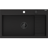 Mexen Omar évier en granit 1 bac 800 x 480 mm, noir, siphon noir - 6520801005-77-B