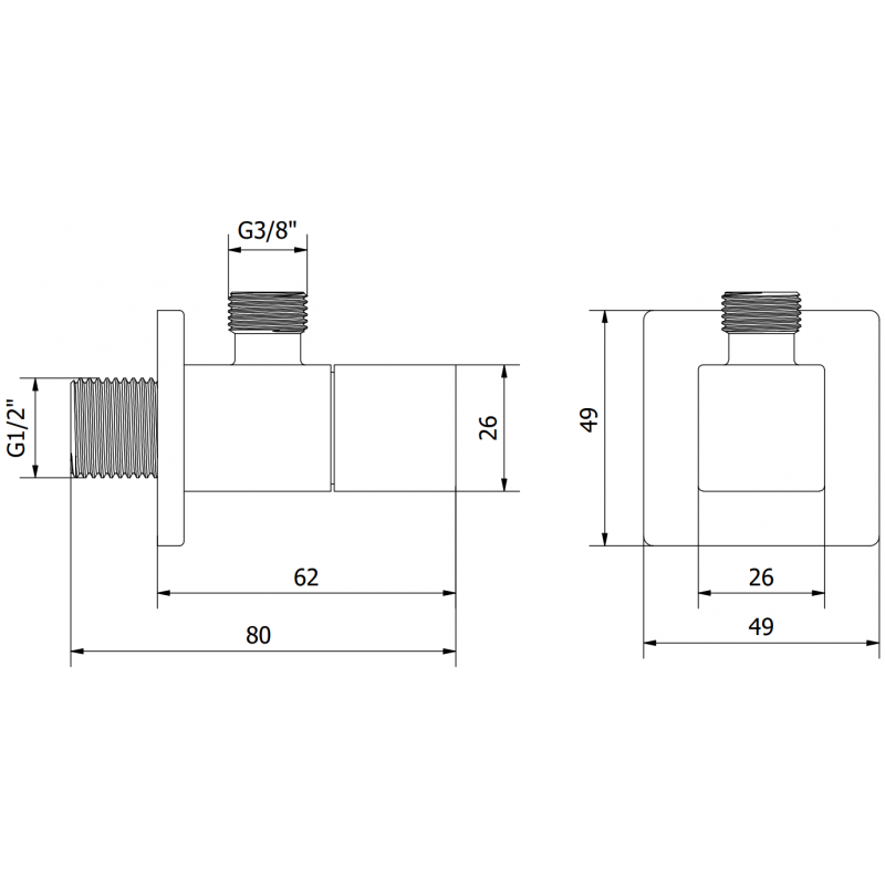 Mexen S vanne d'angle pour robinet 1/2"x3/8", noir - 79971-70