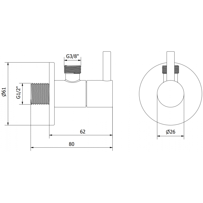 Mexen R2 robinet d'angle pour batterie 1/2"x3/8", doré - 79972-50