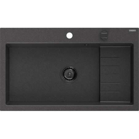 Mexen Omar évier en granit 1 bac 800 x 480 mm, noir moucheté, siphon noir - 6520801005-76-B