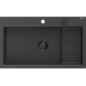 Mexen Omar évier en granit 1 bac 800 x 480 mm, noir moucheté, siphon noir - 6520801005-76-B