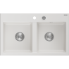 Mexen Hektor évier en granit 2 bacs 800 x 480 mm, blanc, siphon chromé - 6521802000-20