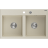 Mexen Hektor évier en granit à 2 bacs 800 x 480 mm, beige, siphon chromé - 6521802000-69
