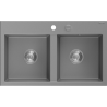 Mexen Hektor évier en granit 2 bacs 800 x 480 mm, gris, siphon chromé - 6521802000-71