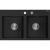 Mexen Hektor évier en granit à 2 bacs 800 x 480 mm, noir, siphon chromé - 6521802000-77