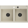 Mexen Hektor évier en granit 2 bacs 800 x 480 mm, beige, siphon noir - 6521802000-69-B