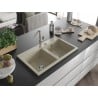 Mexen Hektor évier en granit à 2 bacs 800 x 480 mm, beige, siphon chromé - 6521802000-69