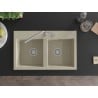 Mexen Hektor évier en granit à 2 bacs 800 x 480 mm, beige, siphon chromé - 6521802000-69