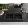 Mexen Hektor évier en granit double cuve 800 x 480 mm, noir/or métallisé, siphon noir - 6521802000-75-B