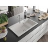 Mexen Omar évier en granit à 1 bac 800 x 480 mm, blanc, siphon chromé - 6520801005-20