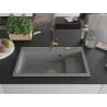 Mexen Omar évier en granit 1 cuve 800 x 480 mm, gris, siphon doré - 6520801005-71-G