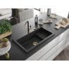 Mexen Omar évier en granit 1 bac 800 x 480 mm, noir, siphon doré - 6520801005-77-G