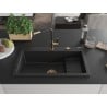 Mexen Omar évier en granit 1 bac 800 x 480 mm, noir, siphon doré - 6520801005-77-G