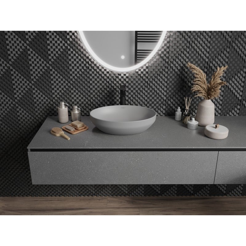 Mexen Cornelia lavabo à poser 50 x 37 cm, gris clair mat - 21885061