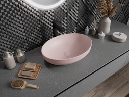 Mexen Cornelia lavabo de comptoir 50 x 36 cm, Rose mat - 21885044