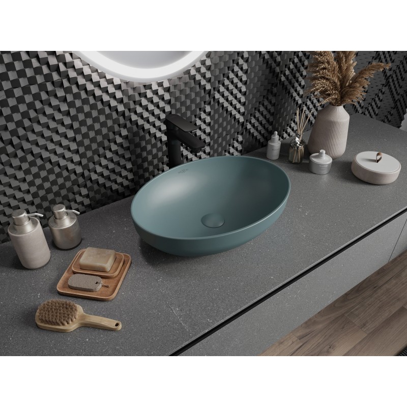 Mexen Cornelia lavabo sur plan 50 x 37 cm, vert clair mat - 21885048