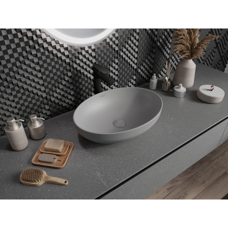 Mexen Cornelia lavabo à poser 50 x 37 cm, gris clair mat - 21885061