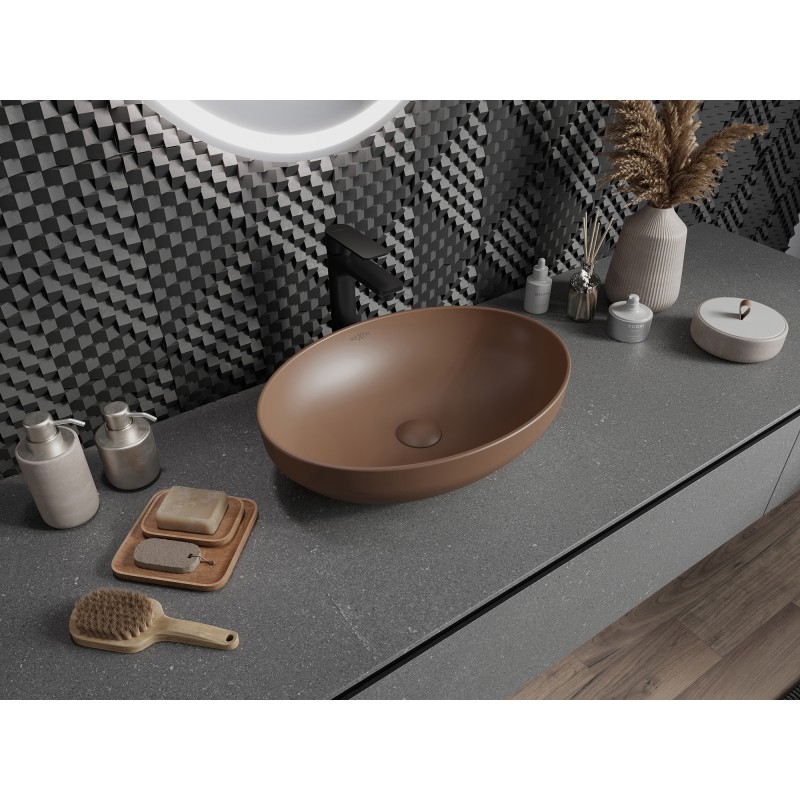 Mexen Cornelia lavabo posé sur plan 50 x 37 cm, marron mat - 21885068