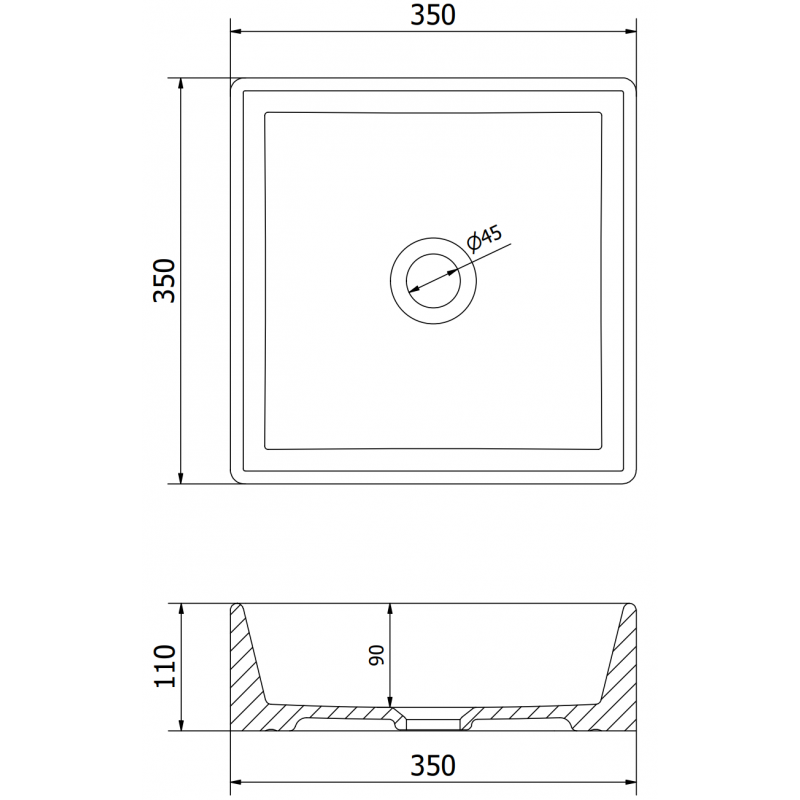 Mexen Goya lavabo de comptoir 35 x 35 cm, gris clair mat - 22183561