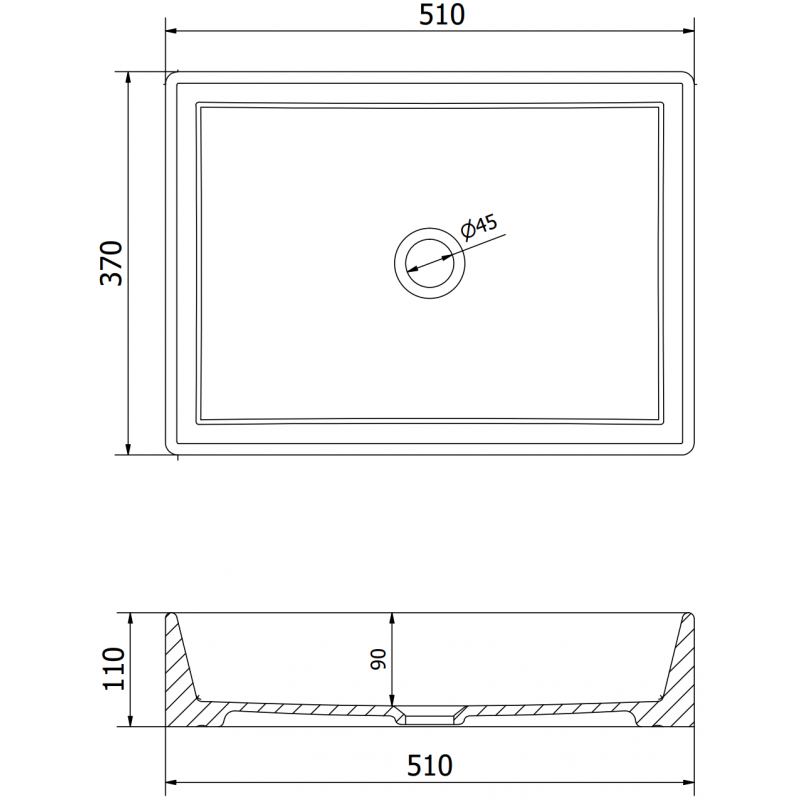 Mexen Goya lavabo à poser 51 x 37 cm, gris clair mat - 22185061