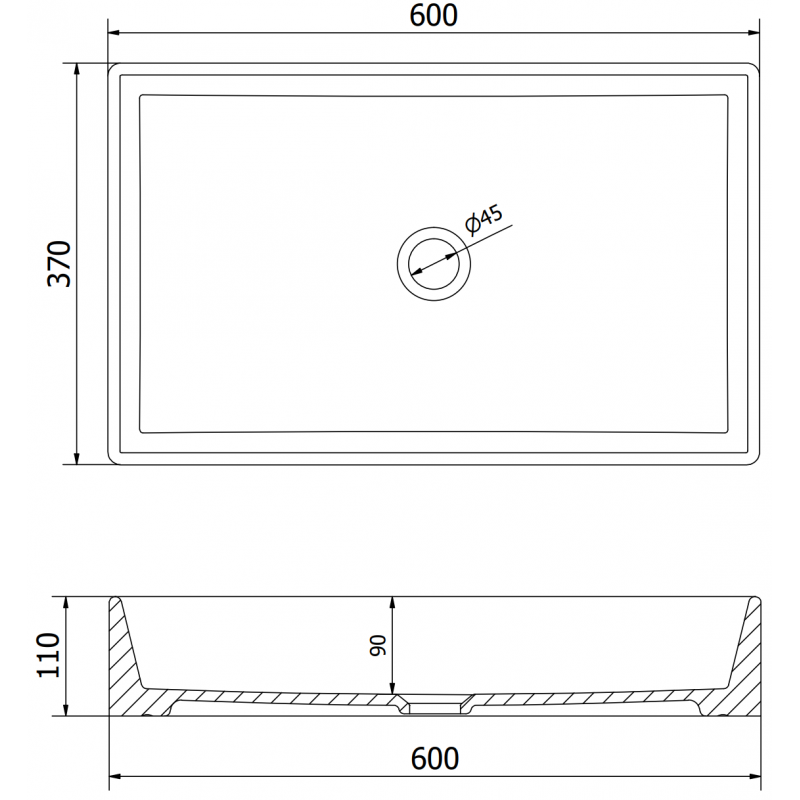 Mexen Goya lavabo à poser 60 x 37 cm, gris clair mat- 22186061