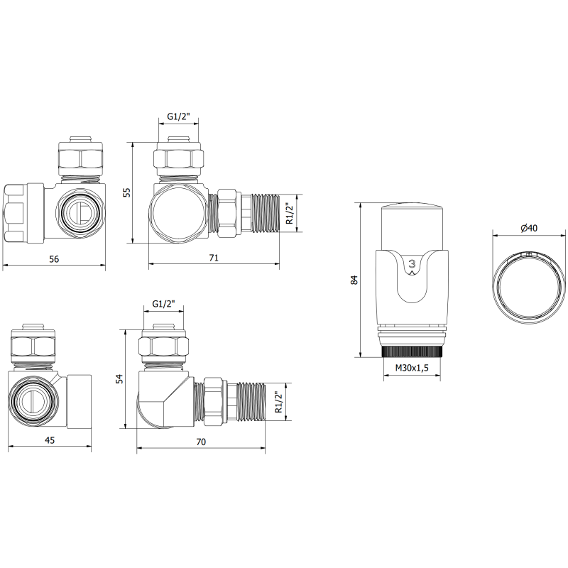 Mexen G00 ensemble thermostatique axial, blanc - W903-900-20