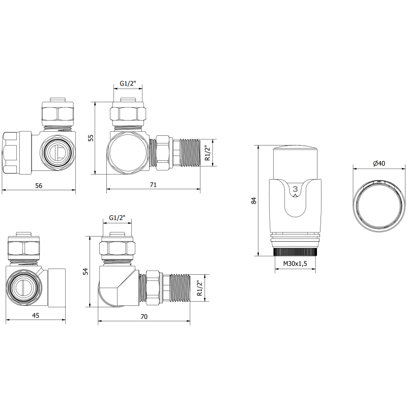 Mexen G00 ensemble thermostatique axial, noir - W903-900-70