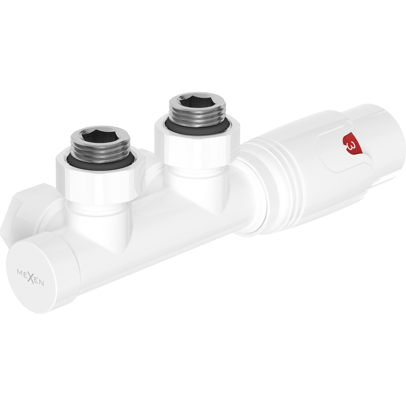 Mexen G00 ensemble thermostatique angulaire, Duplex, DN50, blanc - W907-900-20