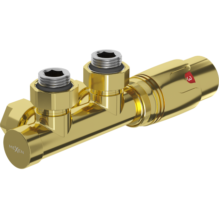 Mexen G00 ensemble thermostatique coudé, Duplex, DN50, doré - W907-900-50
