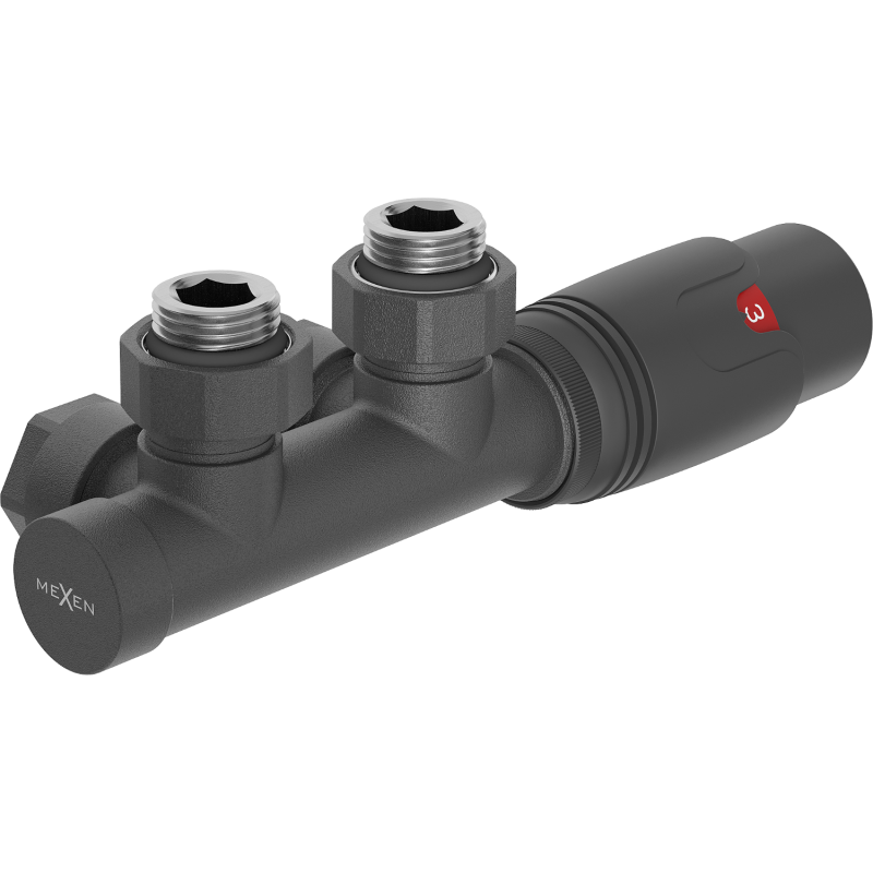 Mexen G00 ensemble thermostatique angulaire, Duplex, DN50, anthracite - W907-900-66