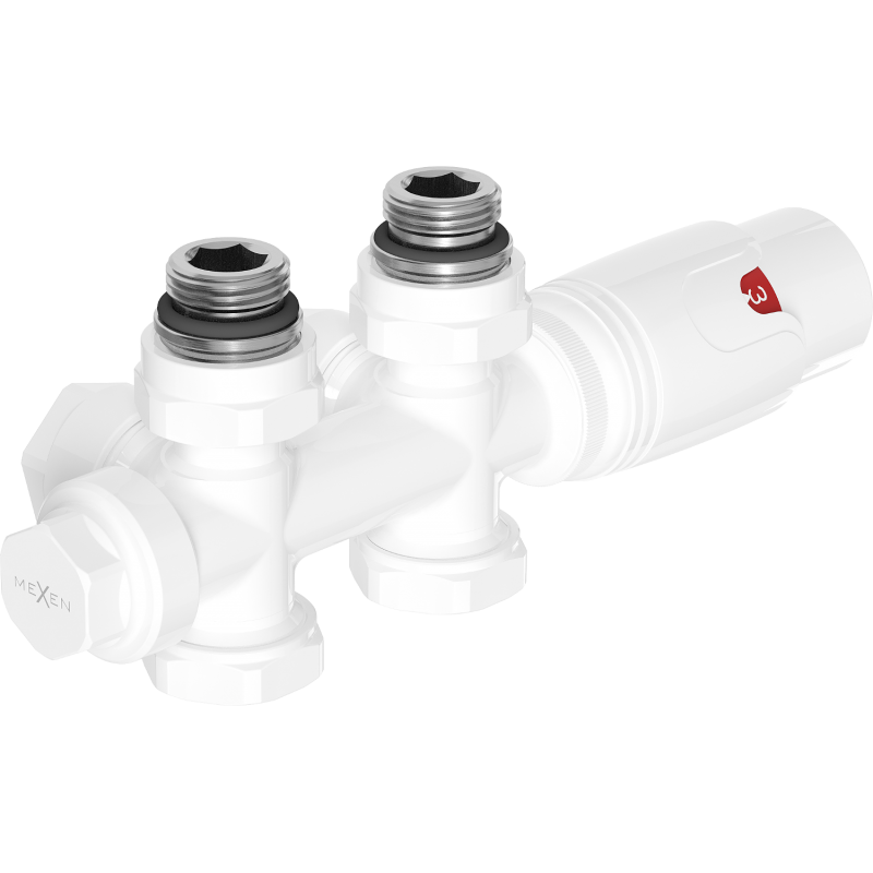 Mexen G00 ensemble thermostatique coudé/droit, Duplex, DN50, blanc - W908-900-20