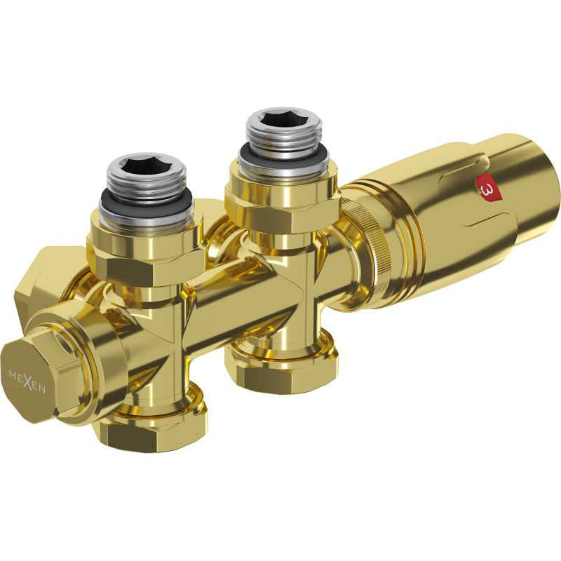 Mexen G00 ensemble thermostatique coudé/droit, Duplex, DN50, doré - W908-900-50