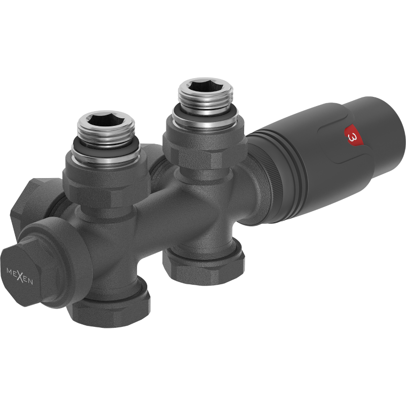 Mexen G00 ensemble thermostatique coudé/droit, Duplex, DN50, anthracite - W908-900-66