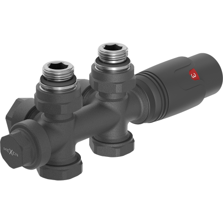 Mexen G00 ensemble thermostatique coudé/droit, Duplex, DN50, anthracite - W908-900-66