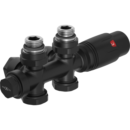 Mexen G00 jeu thermostatique angulaire/droit, Duplex, DN50, noir - W908-900-70