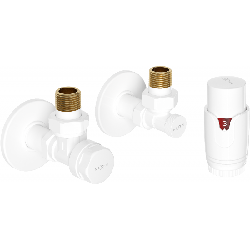 Mexen G00 ensemble thermostatique angulaire avec rosace R, blanc - W901-900-904-20