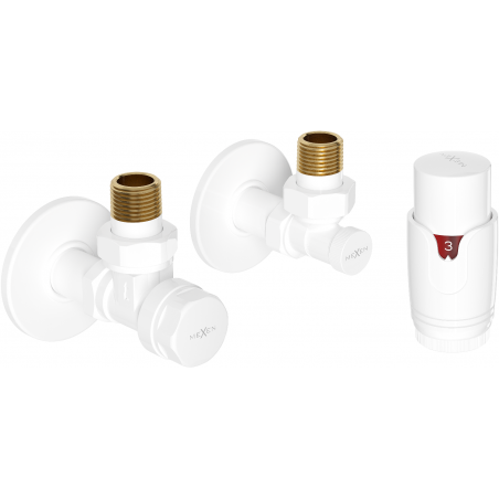 Mexen G00 ensemble thermostatique angulaire avec rosace R, blanc - W901-900-904-20