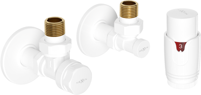 Mexen G00 ensemble thermostatique angulaire avec rosace R, blanc - W901-900-904-20