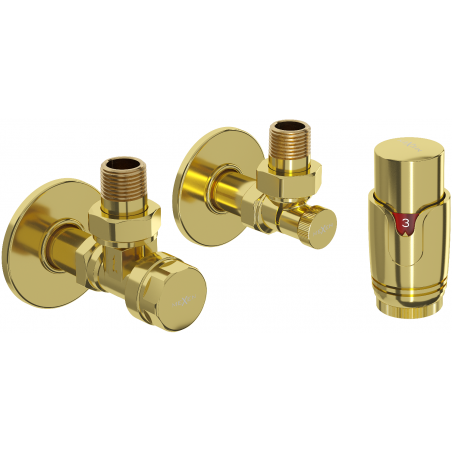 Mexen G00 ensemble thermostatique angulaire avec rosette R, doré - W901-900-904-50