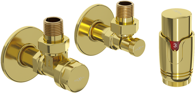 Mexen G00 ensemble thermostatique angulaire avec rosette R, doré - W901-900-904-50