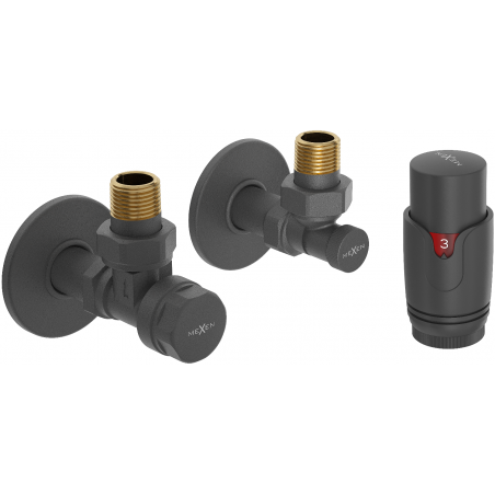Mexen G00 ensemble thermostatique angulaire avec rosace R, anthracite - W901-900-904-66