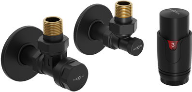 Mexen G00 ensemble thermostatique angulaire avec rosace R, noir - W901-900-904-70