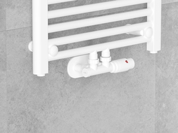 Mexen G00 ensemble thermostatique à angle avec cache, Duplex, DN50, blanc - W907-900-905-20