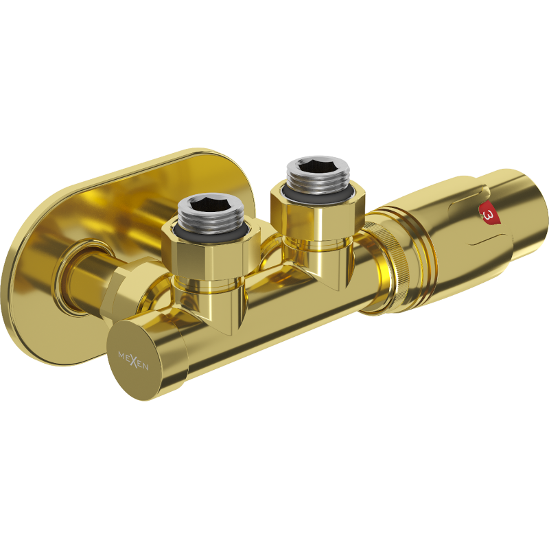 Mexen G00 ensemble thermostatique angulaire avec cache R, Duplex, DN50, or - W907-900-905-50