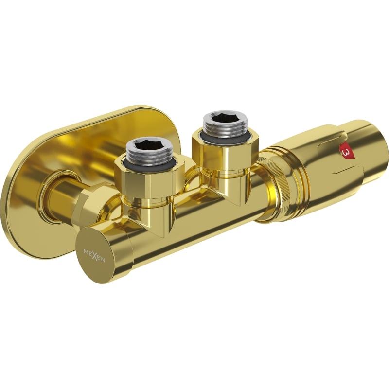 Mexen G00 ensemble thermostatique coudé avec cache R, Duplex, DN50, doré - W907-900-905-50