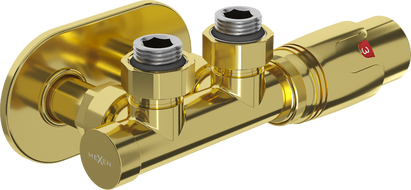 Mexen G00 ensemble thermostatique angulaire avec cache R, Duplex, DN50, or - W907-900-905-50