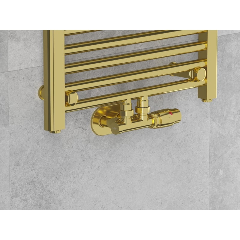 Mexen G00 ensemble thermostatique coudé avec cache R, Duplex, DN50, doré - W907-900-905-50